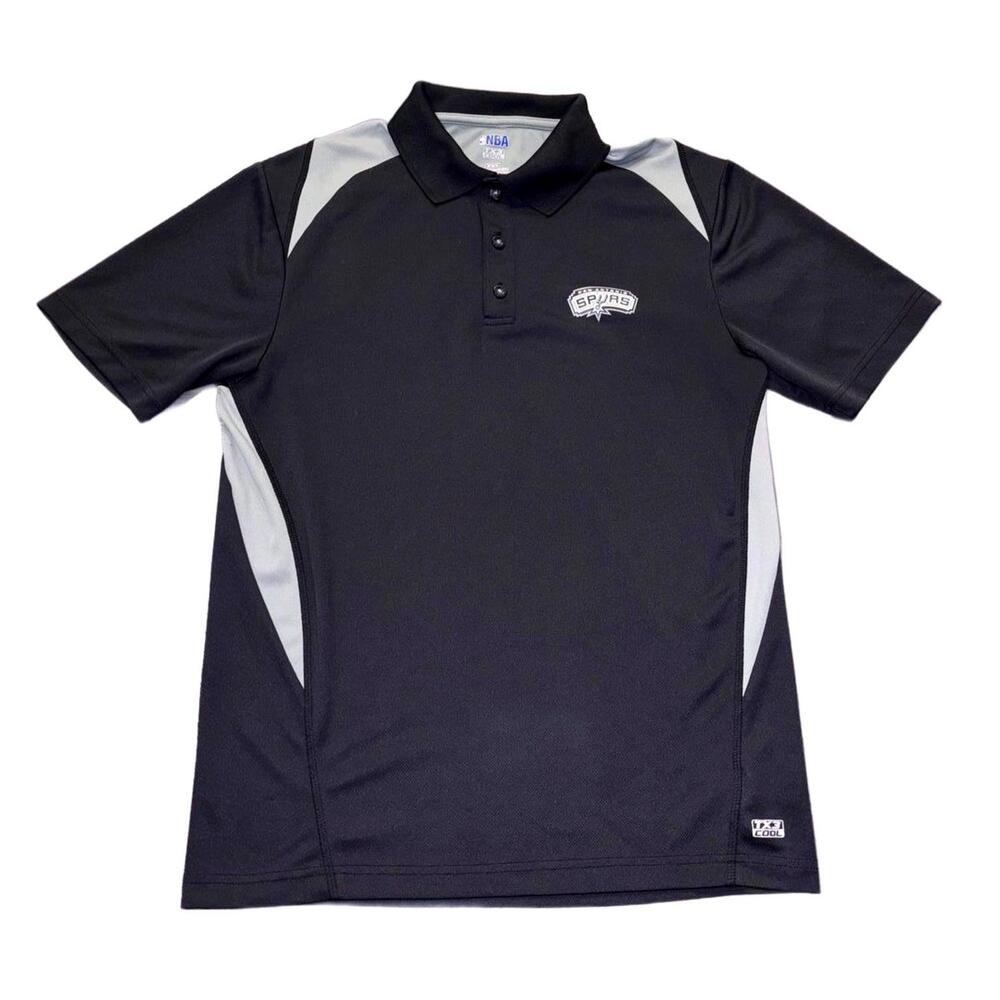 NBA TX3 Cool Black Polo San Antonio Spurs Men's Medium‎ Game Shirt NWOT